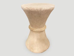Andrianna Shamaris Hourglass White Washed Side Table or Stool