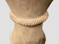 Andrianna Shamaris Hourglass White Washed Teak Wood Side Table or Stool