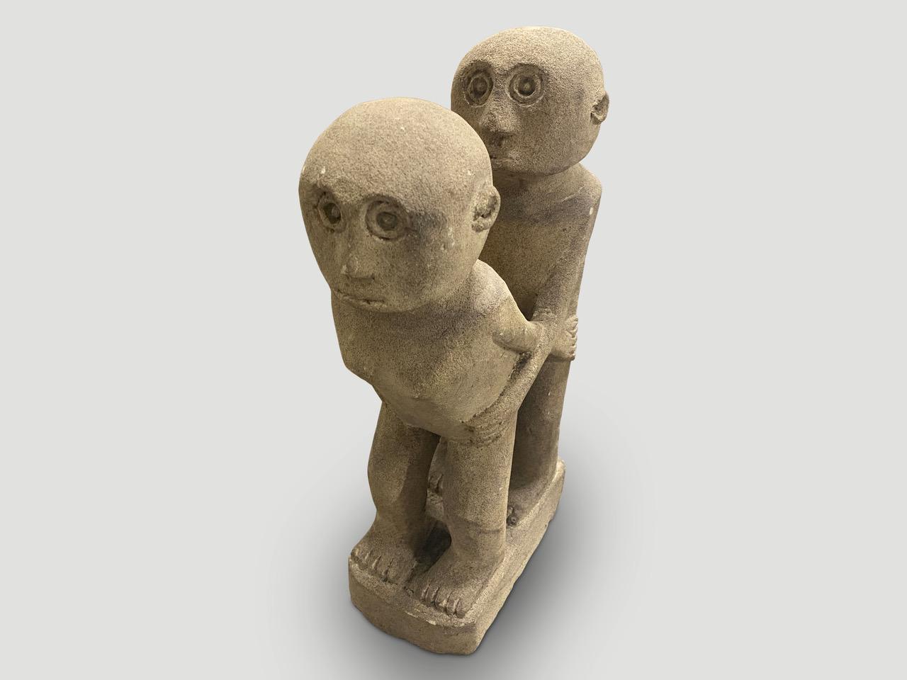 Primitive Andrianna Shamaris Husband and Wife Statue For Sale