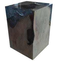 Andrianna Shamaris Ice Blue Cracked Resin Side Table