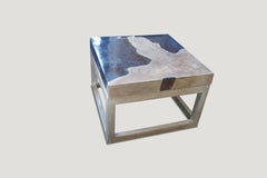Andrianna Shamaris Ice Blue Resin Side Table or Coffee Table
