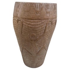 Impressive Antique Teak Wood Hand Carved Container
