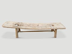 Andrianna Shamaris Impressive Bleached Teak Wood Chaise or Bench
