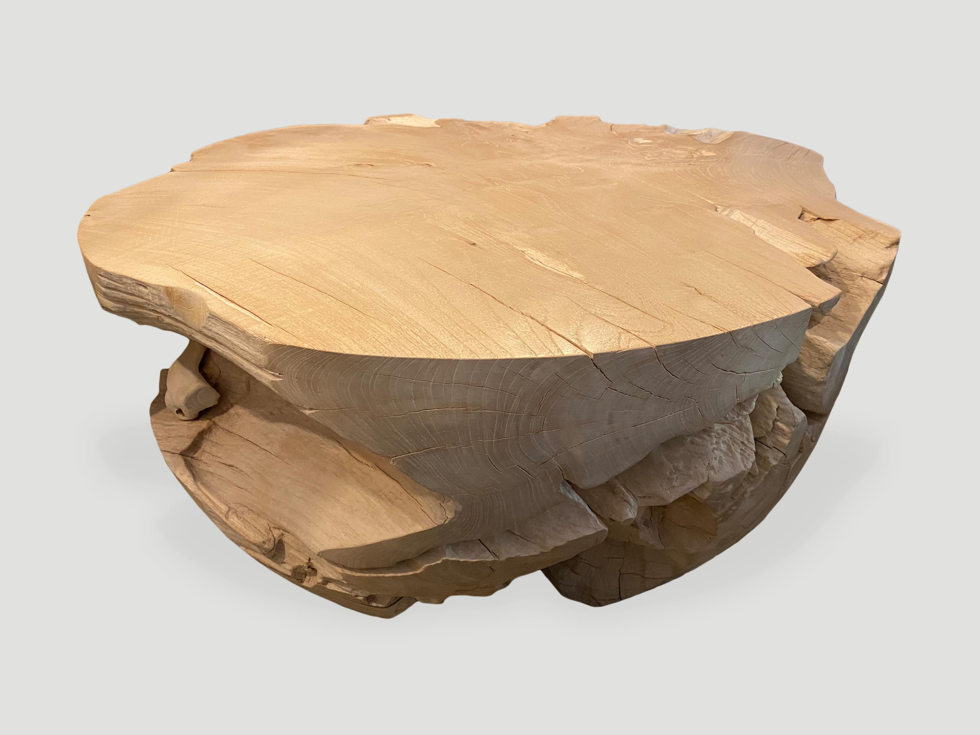 Andrianna Shamaris Impressive Bleached Teak Wood Coffee Table In Excellent Condition For Sale In New York, NY