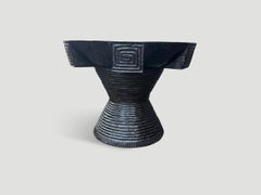 Andrianna Shamaris Impressive Century Old Wood Side Table