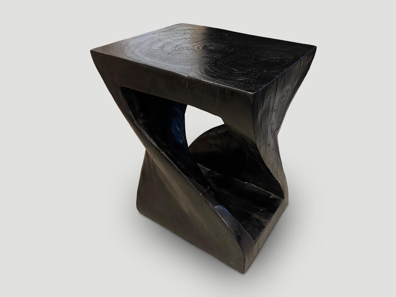 Andrianna Shamaris Impressive Charred Suar Wood Pedestal In Excellent Condition In New York, NY