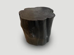 Andrianna Shamaris Impressive Charred Teak Wood Side Table