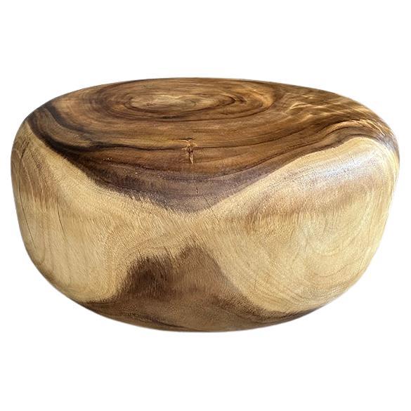 Andrianna Shamaris Impressive Drum Style Solid Wood Coffee Table For Sale