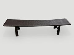 Andrianna Shamaris Impressive Hand Carved Espresso Stained Teak Wood Bench