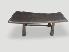 Andrianna Shamaris Impressive Hand Carved Espresso Stained Teak Wood Bench