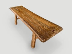 Andrianna Shamaris Impressive Hand Carved Natural Teak Wood Bench