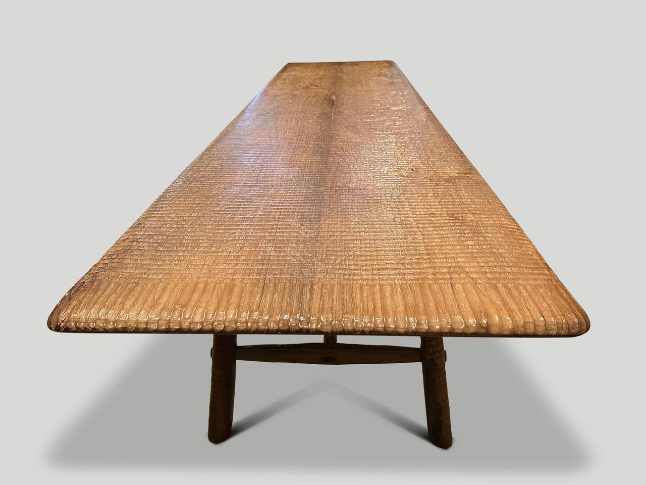 Mid-20th Century Andrianna Shamaris Impressive Hand Carved Teak Wood Dining Table or Console For Sale