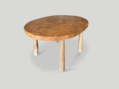 Andrianna Shamaris Impressive Large Oval Teak Wood Side Table Or Entry Table