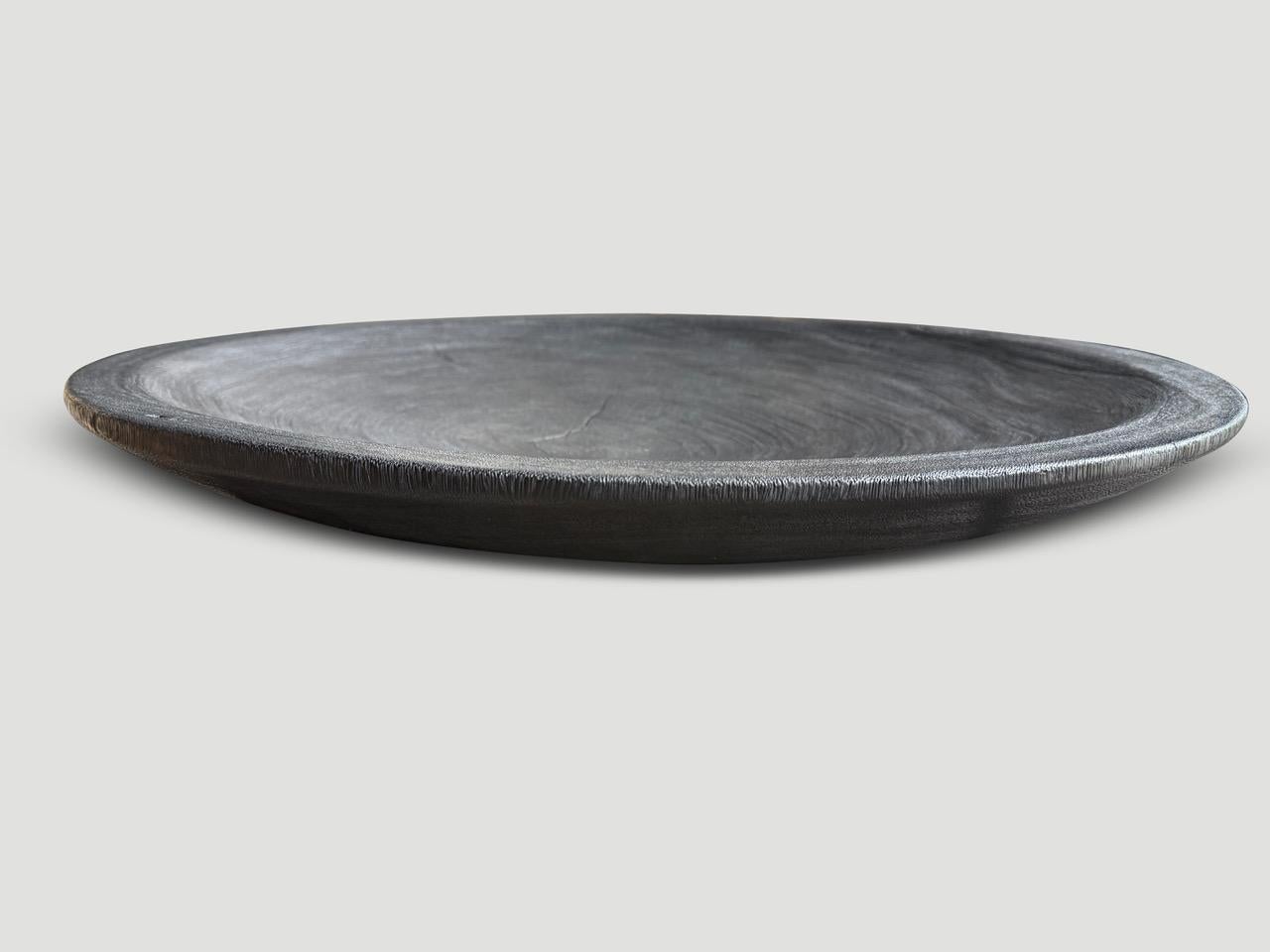 Organic Modern Andrianna Shamaris Impressive Large Suar Wood Charred Platter For Sale