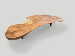 Andrianna Shamaris Live Edge Coffee Table in Suar Wood, Modern Design