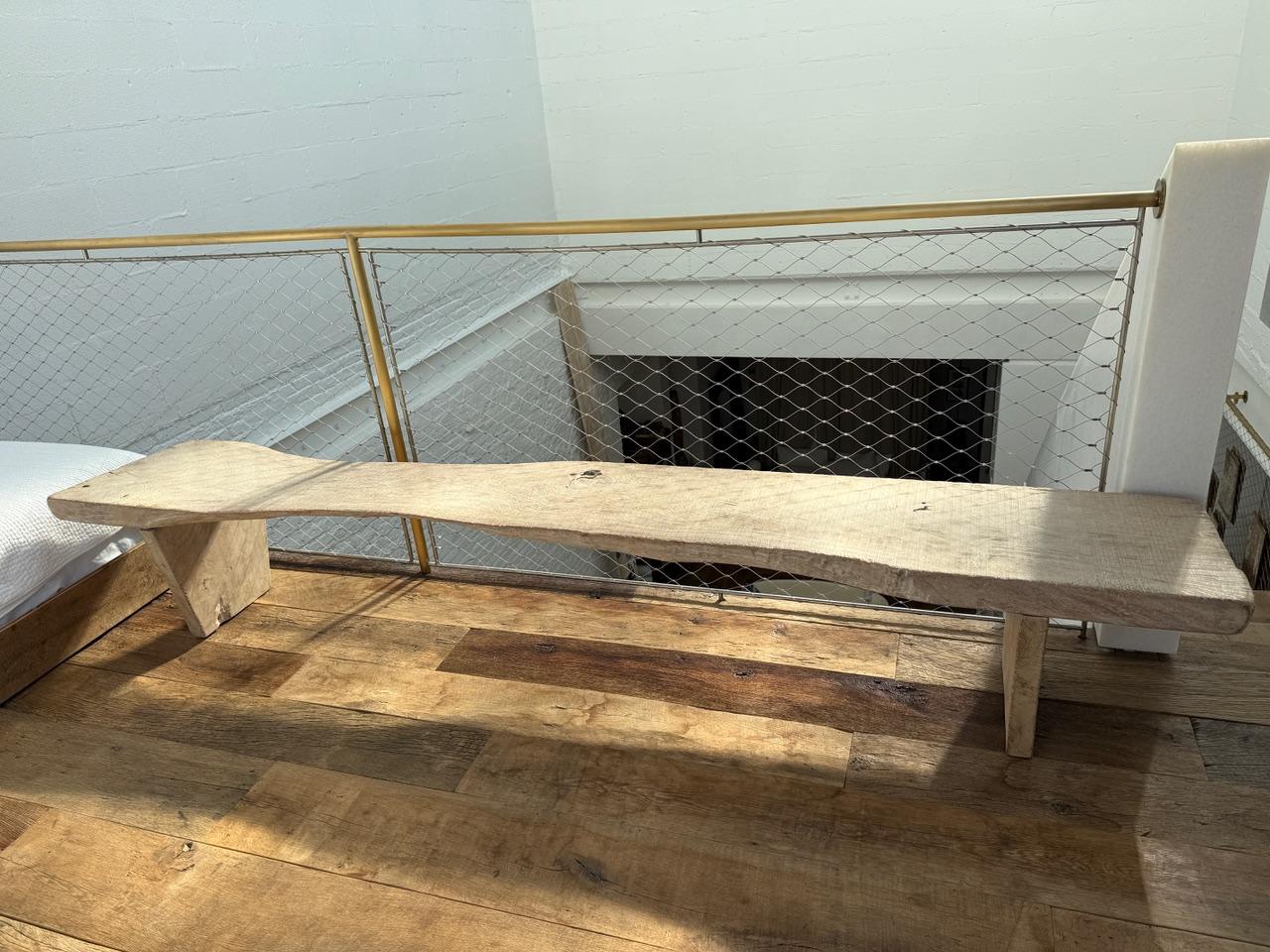 Andrianna Shamaris Impressive Live Edge Teak Wood Long Bench en venta 1