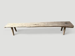 Andrianna Shamaris Teak Wood Bench in Wabi-Sabi Contemporary Style