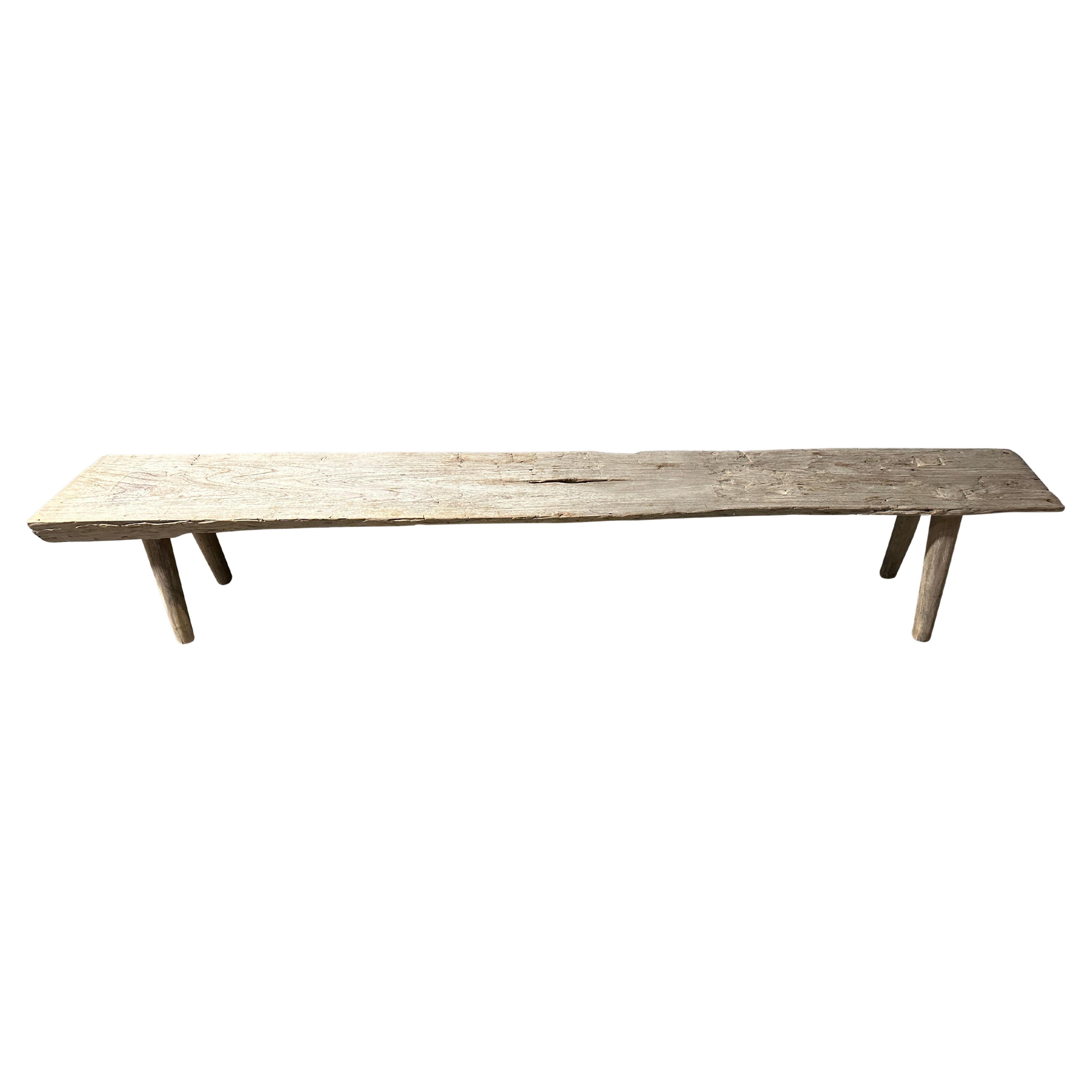 Andrianna Shamaris Impressive Long Antique Teak Wood Bench  For Sale