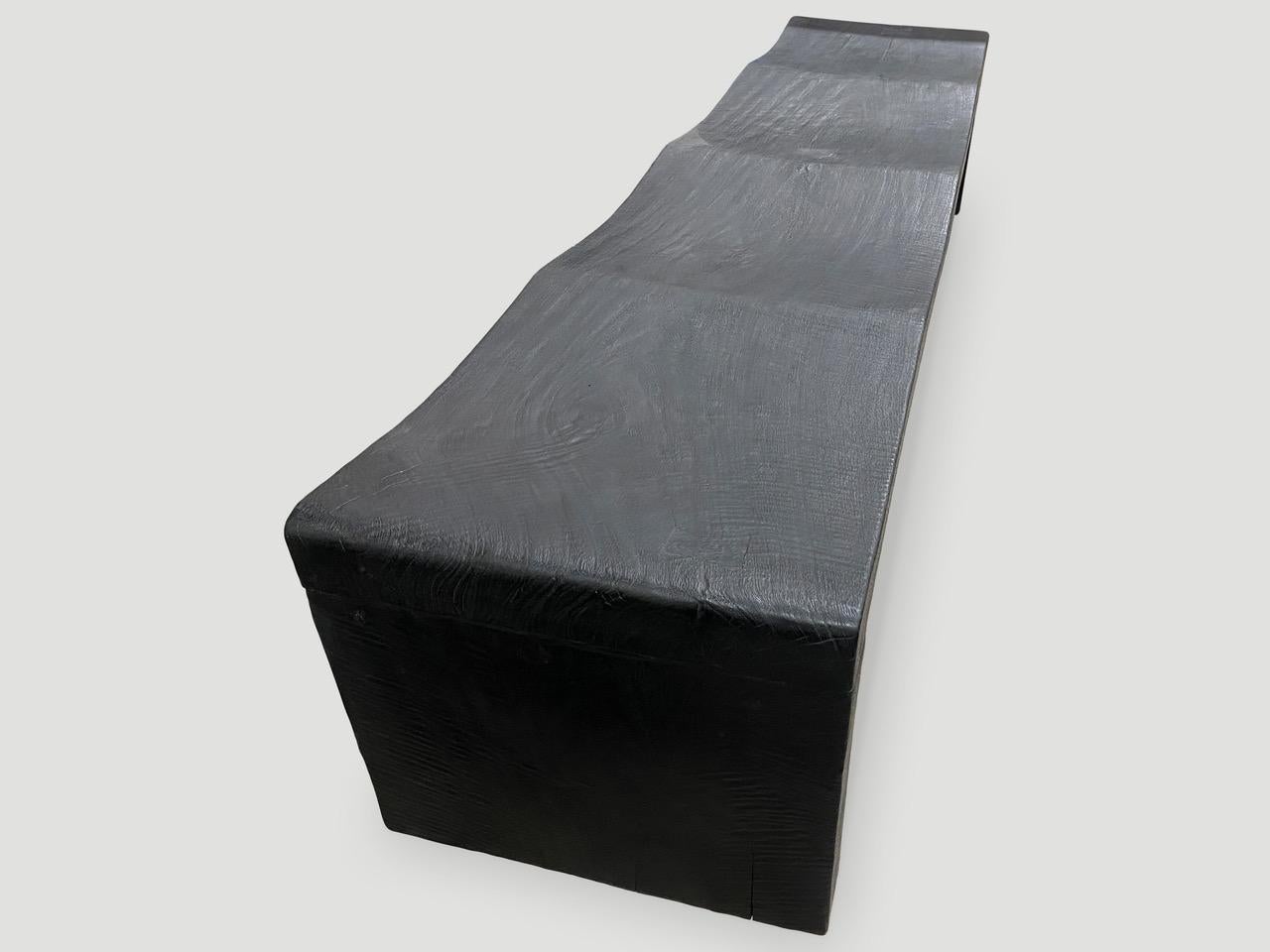 Contemporary Andrianna Shamaris Impressive Long Charred Wave Bench For Sale