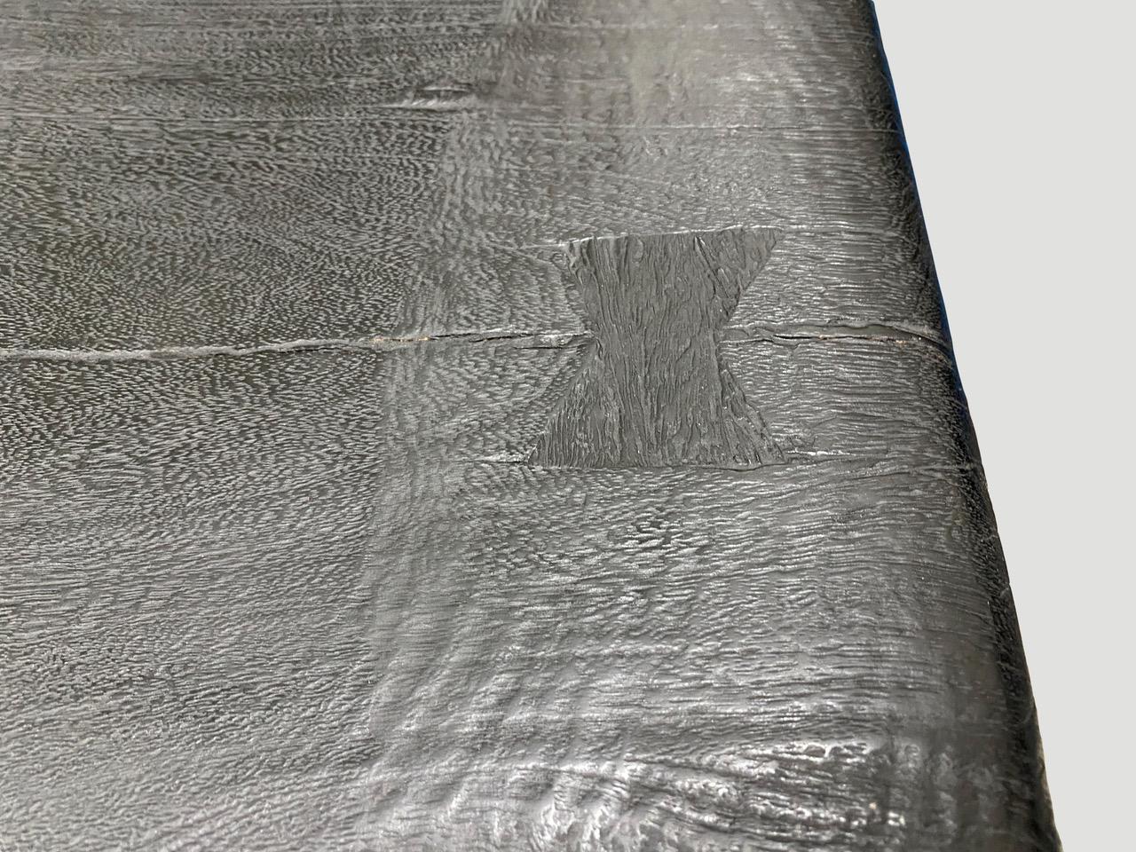 Wood Andrianna Shamaris Impressive Long Charred Wave Bench