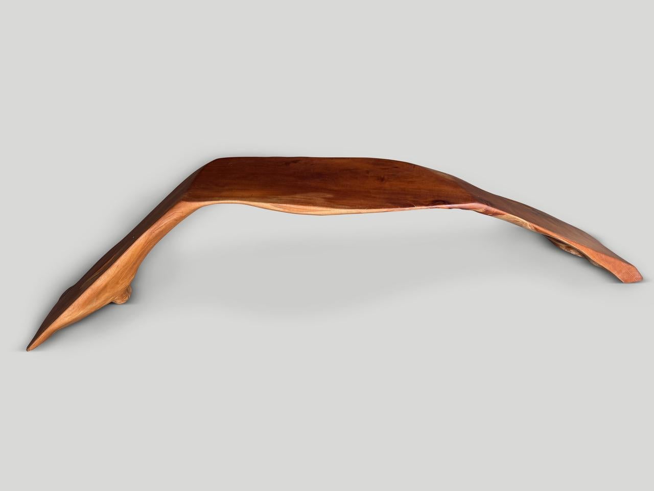 Andrianna Shamaris Impressive Mahogany Wood Bench Or Sculpture In Excellent Condition For Sale In New York, NY