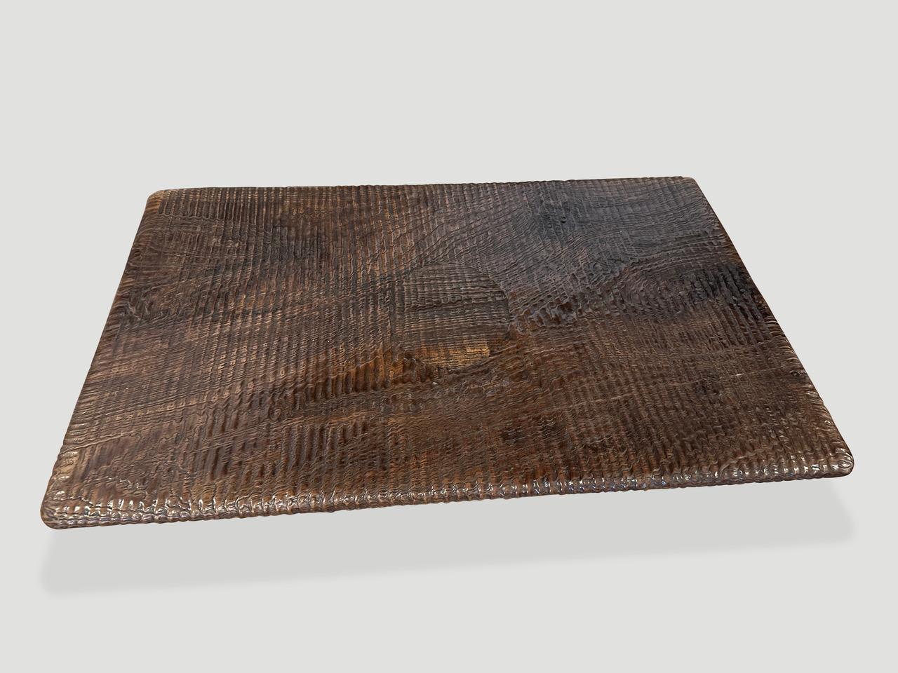 Contemporary Andrianna Shamaris Impressive Minimalist Carved Coffee Table  For Sale