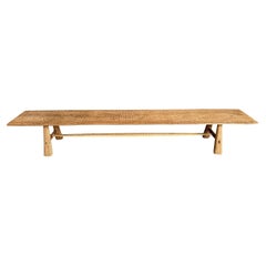 Andrianna Shamaris Impressive Minimalist Carved Long Teak Wood Bench