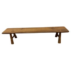 Andrianna Shamaris Impressive Minimalist Carved Teak Wood Bench