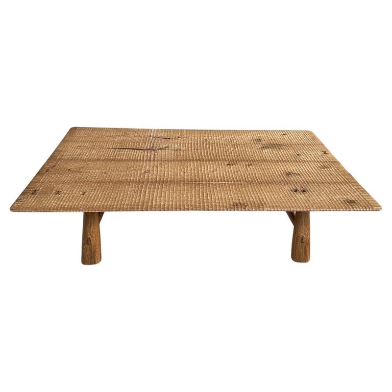 Impressive Minimalist Carved Teak Wood Coffee Table For Sale at 1stDibs