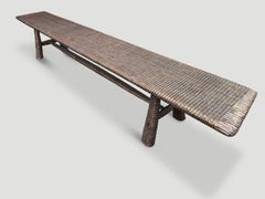 Andrianna Shamaris Impressive Minimalist Hand Carved Teak Wood Bench