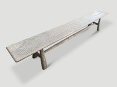Andrianna Shamaris Impressive Minimalist Hand Carved Teak Wood Bench