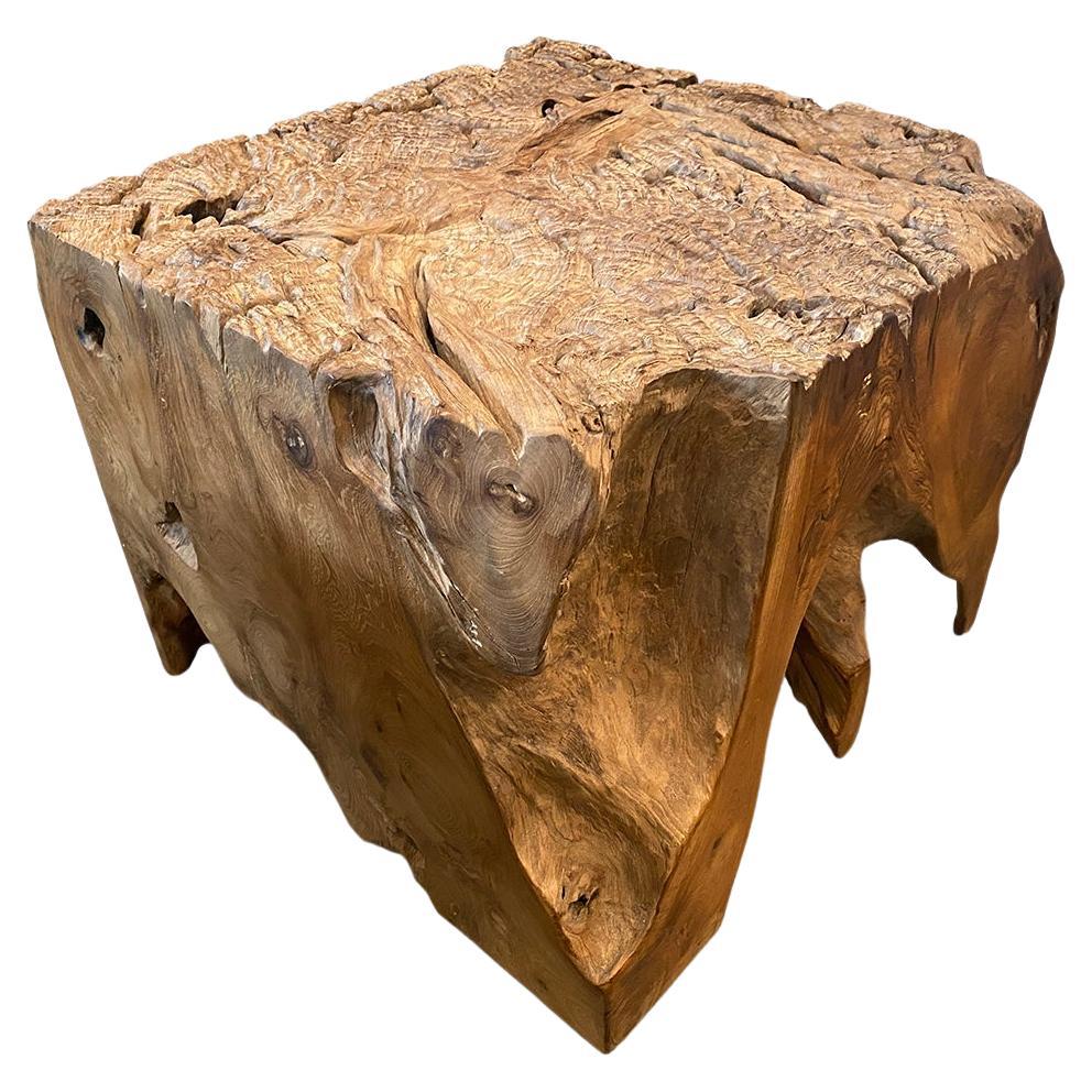 Andrianna Shamaris Impressive Organic Teak Wood Side Table or Pedestal
