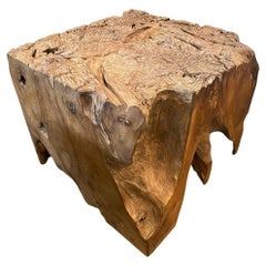 Andrianna Shamaris Impresionante Mesa auxiliar o pedestal de madera de teca orgánica
