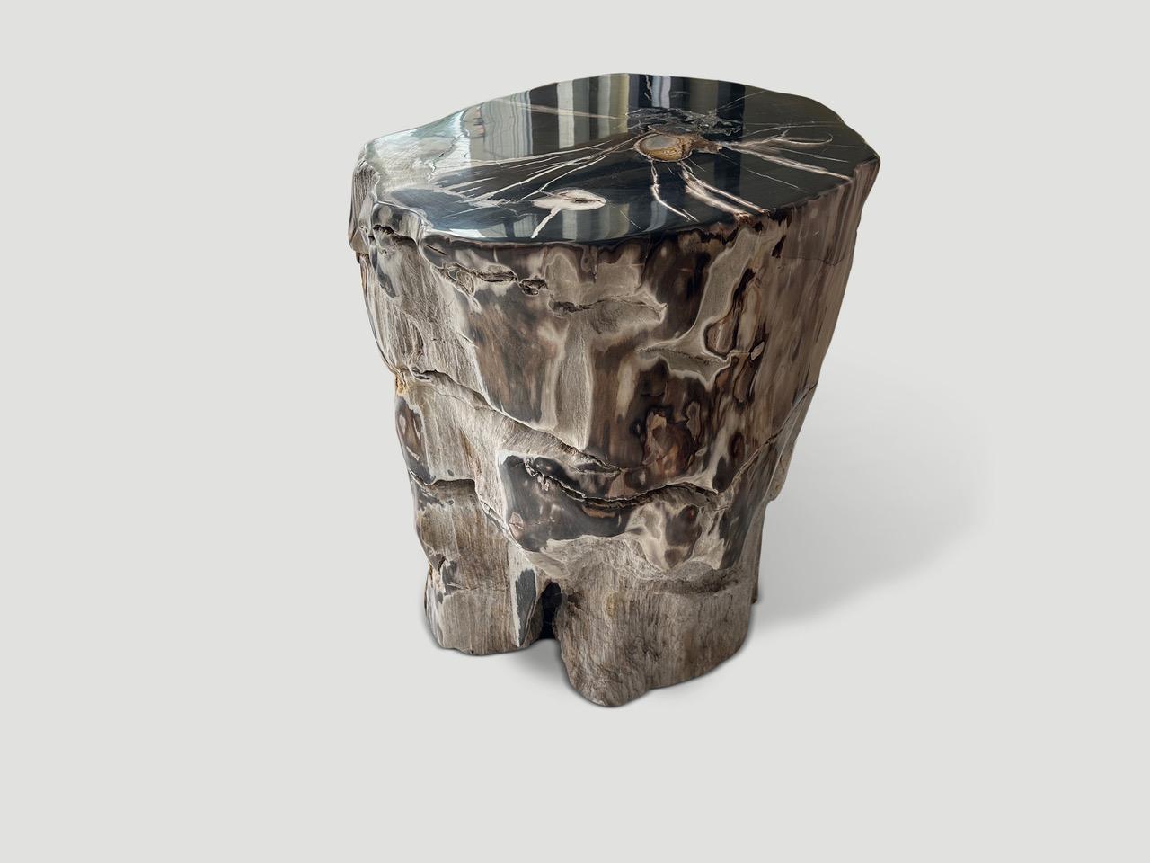 Andrianna Shamaris Impressive Petrified Wood Side Table or Pedestal In Excellent Condition For Sale In New York, NY