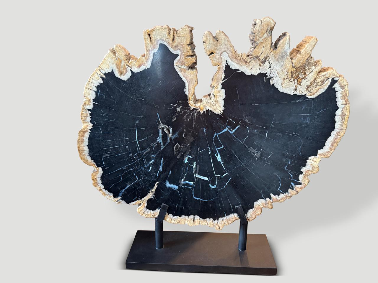 Andrianna Shamaris Impressive Rare Petrified Wood Sculpture on Stand Excellent état - En vente à New York, NY