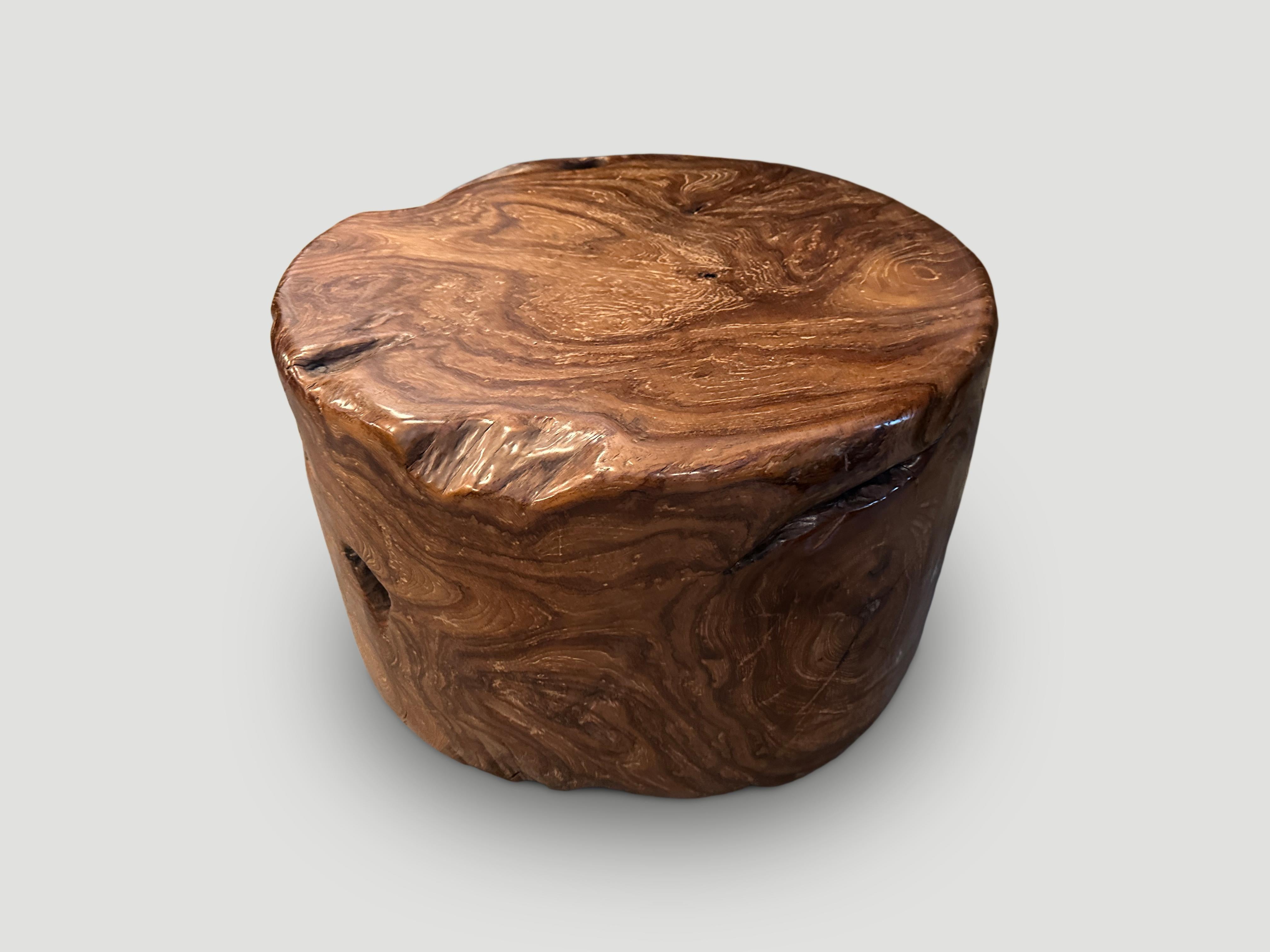 Andrianna Shamaris Impressive Round Teak Wood Coffee Table or Side Table In Excellent Condition For Sale In New York, NY