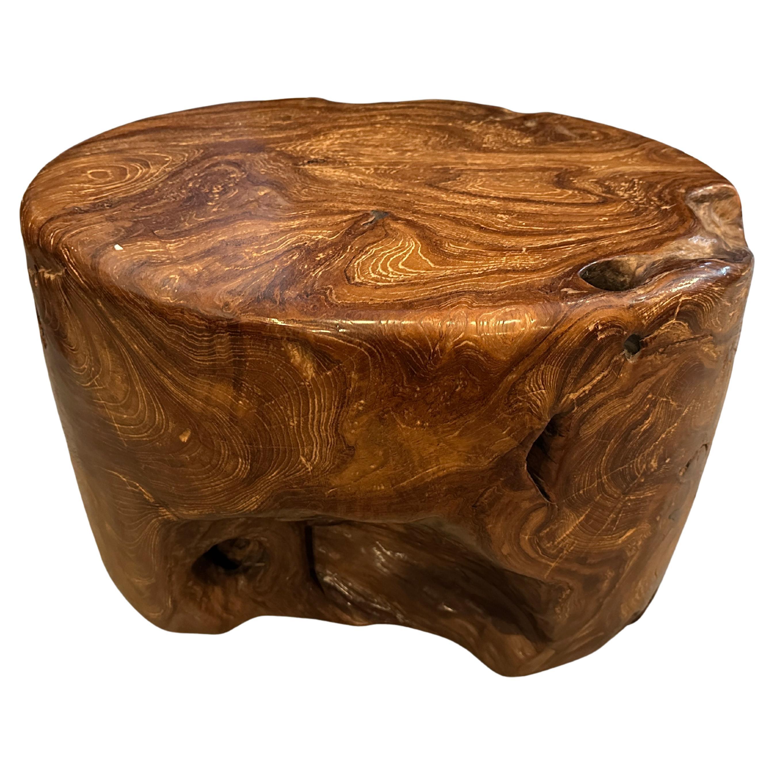 Andrianna Shamaris Impressive Round Teak Wood Coffee Table or Side Table For Sale