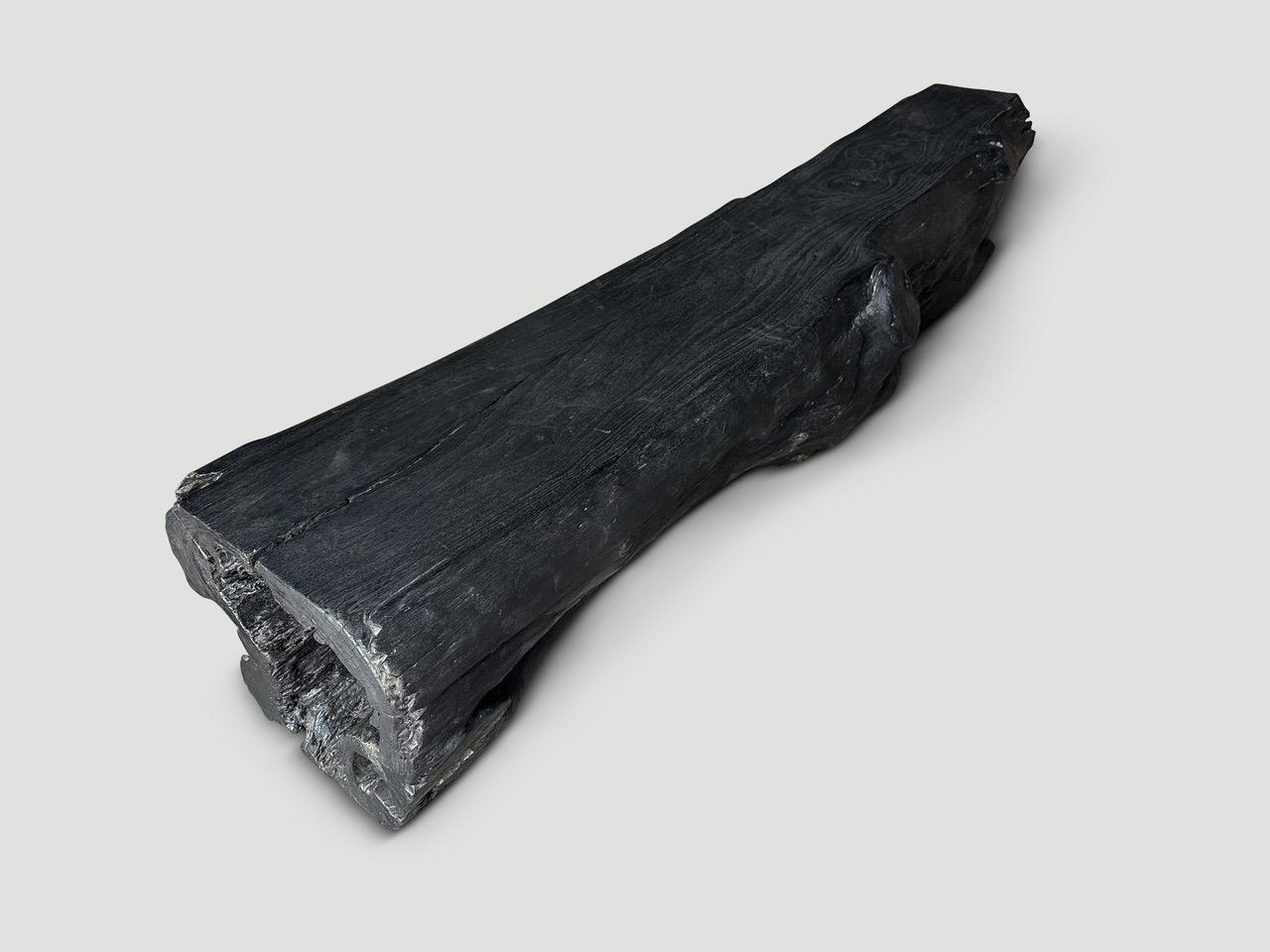 Organic Modern Andrianna Shamaris Impressive Sculptural Charred Teak Wood Bench