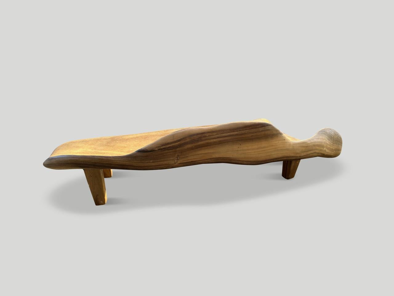 Andrianna Shamaris Impressive Sculptural Suar Wood Bench  In Excellent Condition For Sale In New York, NY