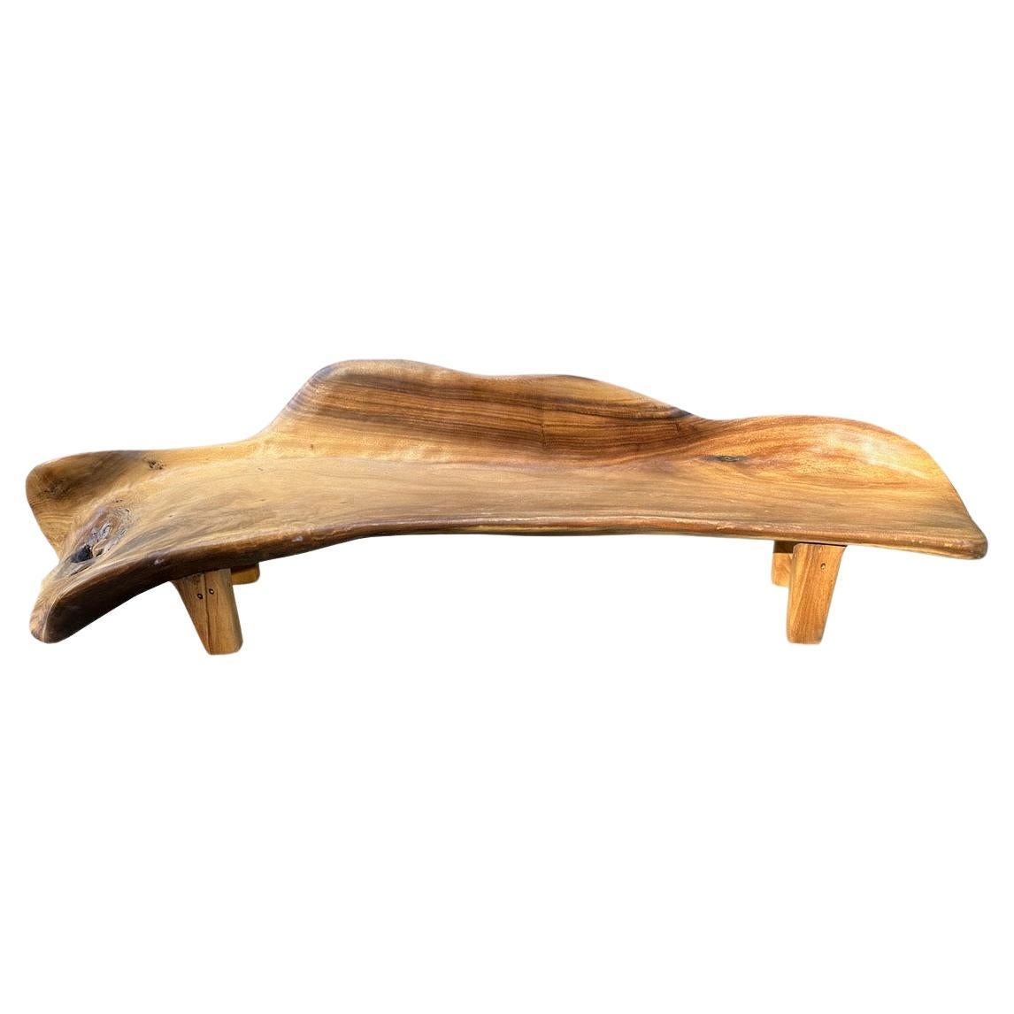 Andrianna Shamaris Impressive Sculptural Suar Wood Bench  For Sale