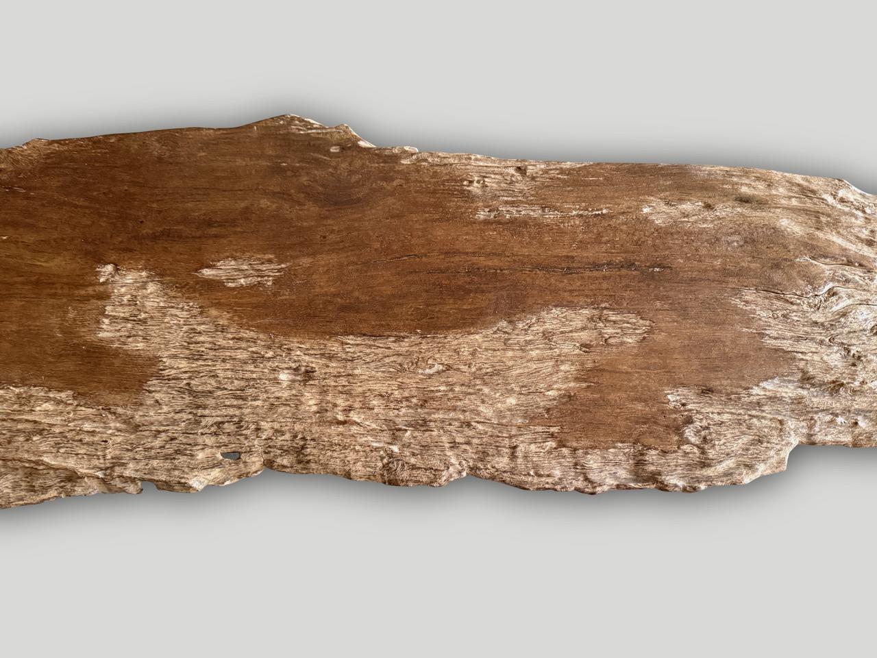 Andrianna Shamaris Impressive Sculptural Teak Wood Bench Or Coffee Table In Excellent Condition For Sale In New York, NY