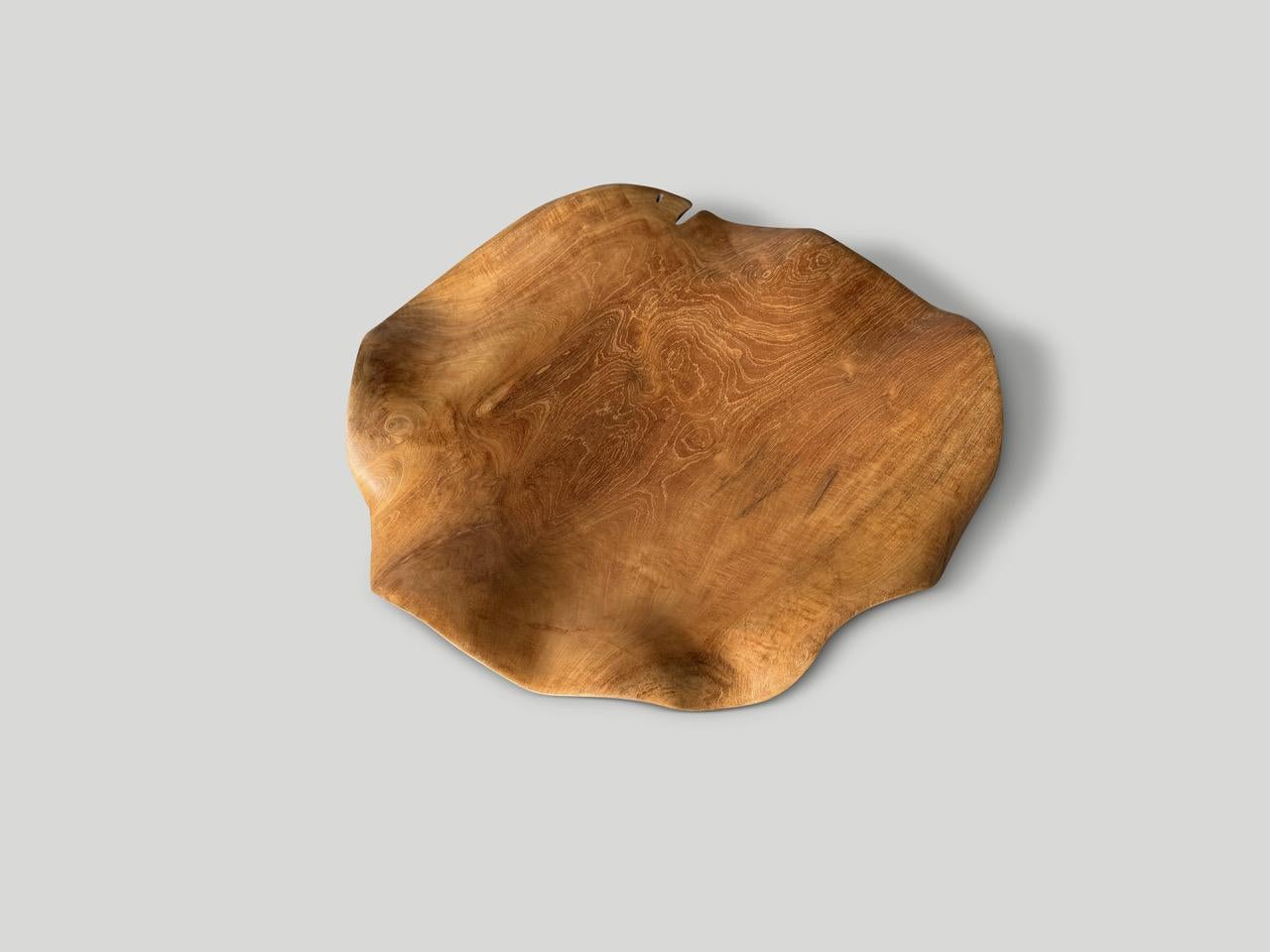 Andrianna Shamaris Impressive Sculptural Teak Wood Bowl Or Platter In Excellent Condition For Sale In New York, NY