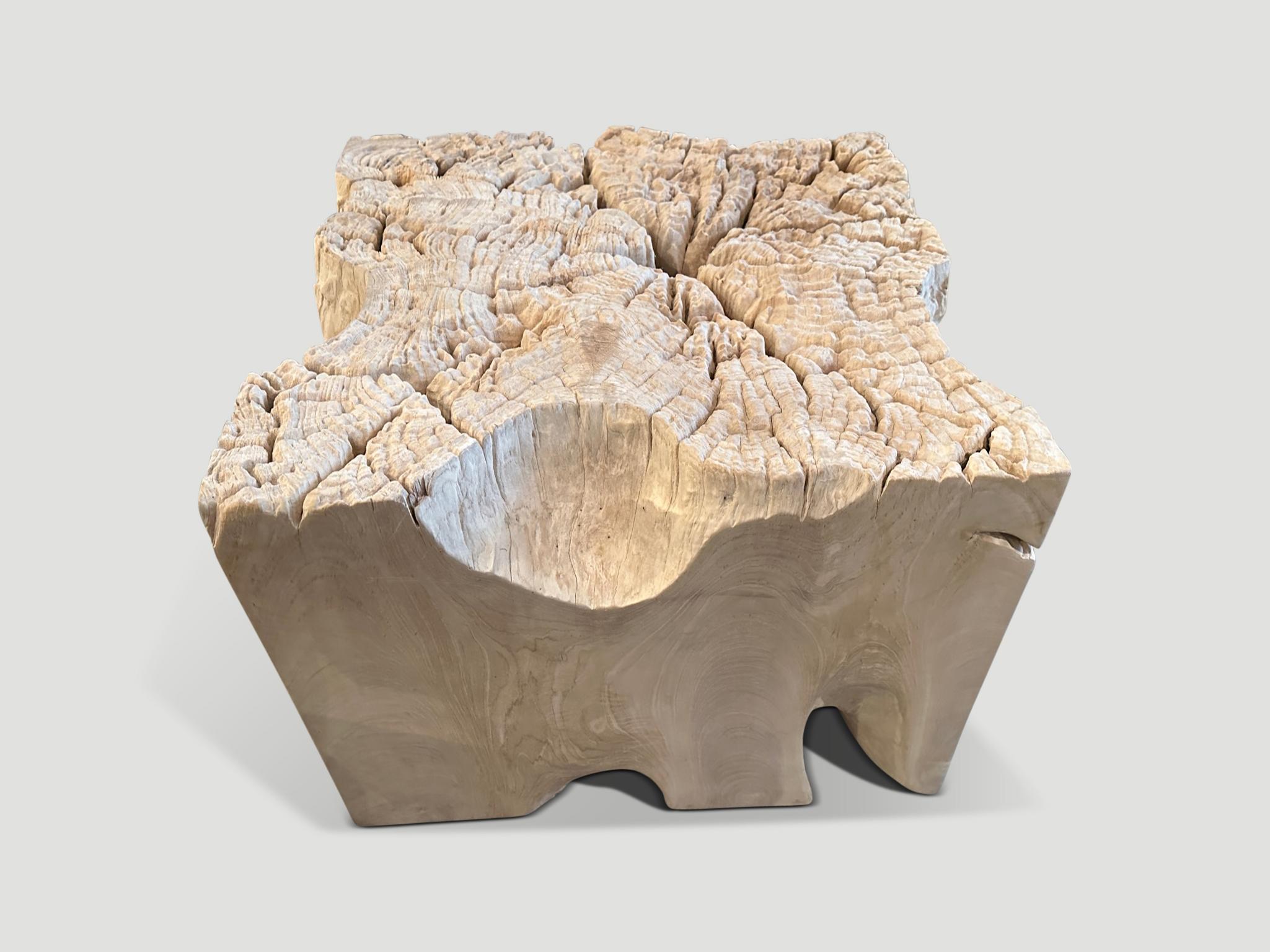 Contemporary Andrianna Shamaris Impressive Sculptural Teak Wood Side Table or Coffee Table For Sale