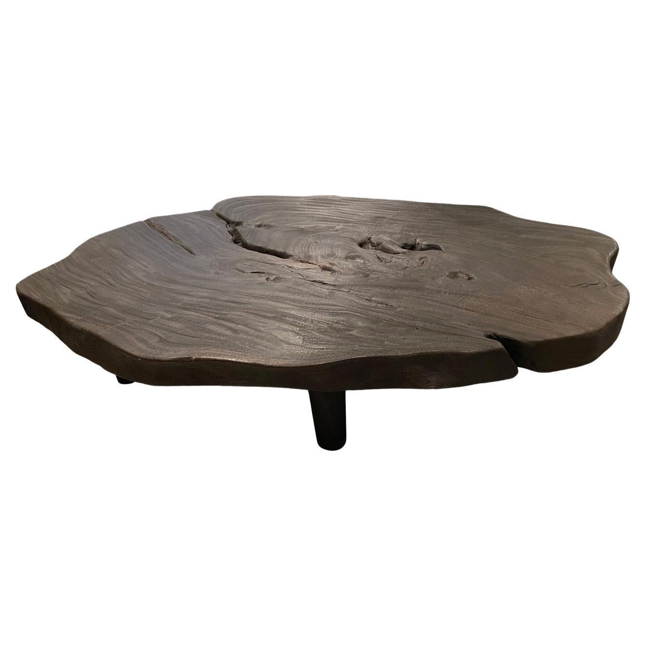 Impressionnante table basse Andrianna Shamaris en bois de poirier chauffé à un seul plan