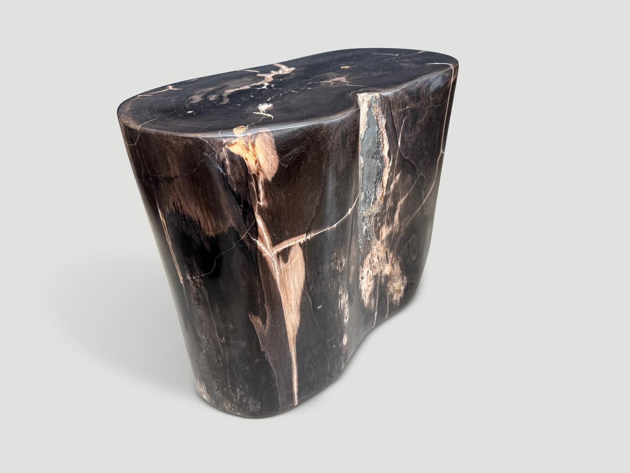 Andrianna Shamaris Impresionante mesa auxiliar de madera petrificada superlisa en Excelente estado para la venta en New York, NY