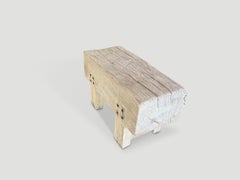 Andrianna Shamaris Teak Wood Log Style Bench - Organic Modern Design