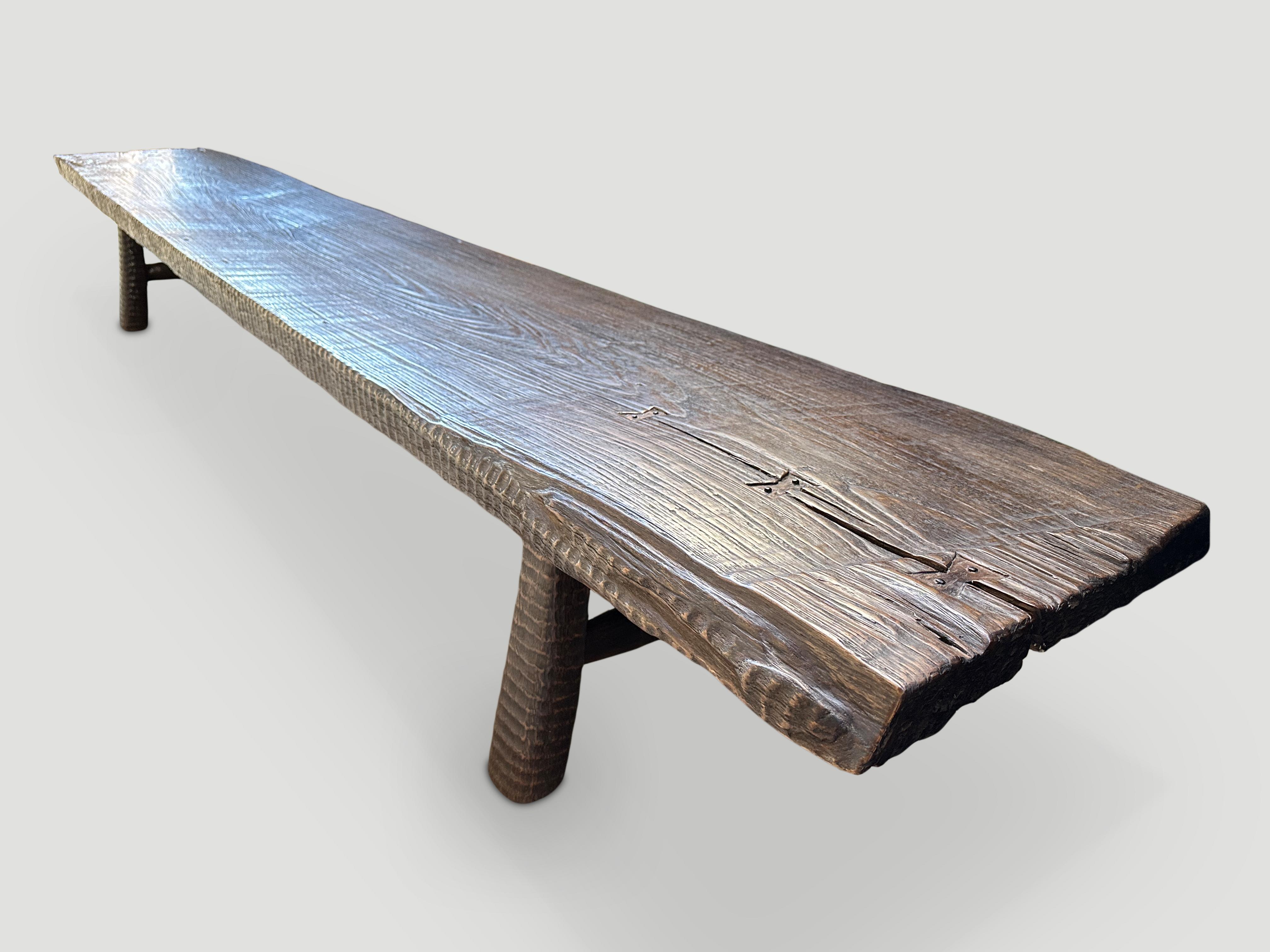 Mid-Century Modern Andrianna Shamaris Impressive Teak Wood Long Bench