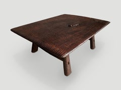 Andrianna Shamaris Impressive Teak Wood minimalist Hand Carved Coffee Table