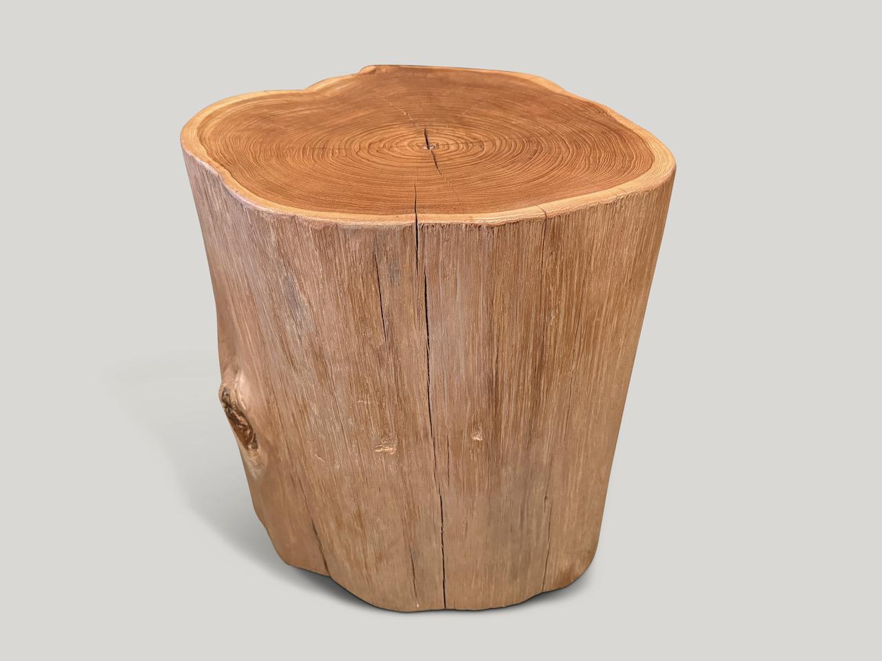 Organic Modern Andrianna Shamaris Impressive Teak Wood Side Table For Sale