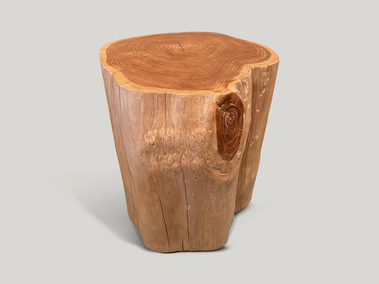 Andrianna Shamaris Impressive Teak Wood Side Table In Excellent Condition For Sale In New York, NY